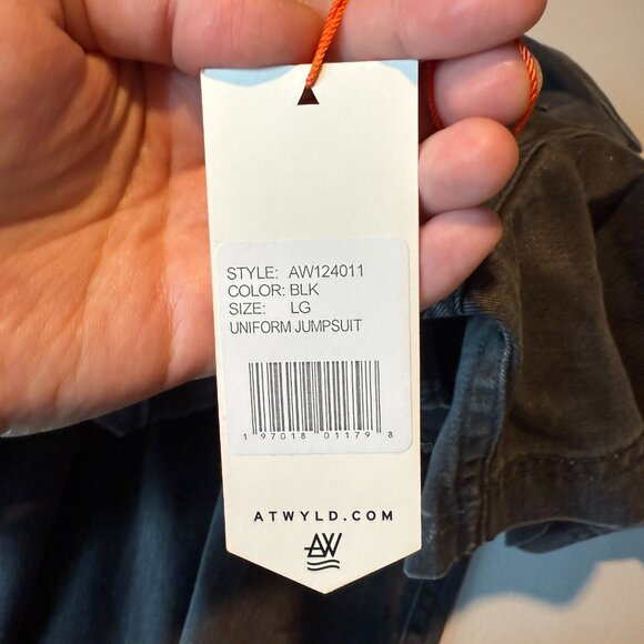 ATWYLD Women L Uniform Jumpsuit Black Denim Short Sleeve Utility Pockets Adjust - Picture 6 of 12